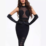 Women's Evening Dress Summer Sexy Mesh round Neck Sheath Dress