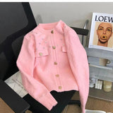 Women Knitwear Spring and Autumn round Neck Slim-Fit Knitted Cardigan