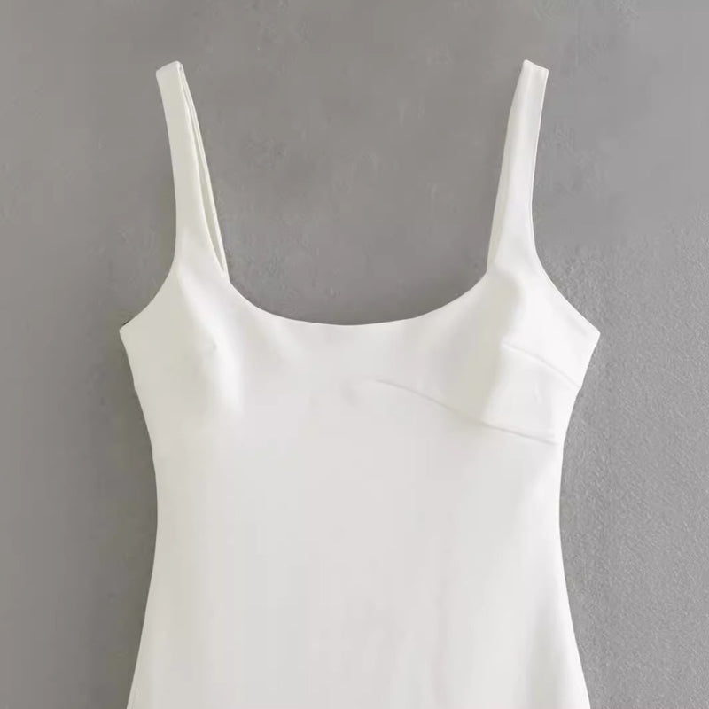 Women Dresses Summer Shoulder Strap round Neck Dress Slim Fit Sexy Dress (Xds0414)