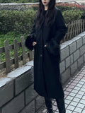 Women Woolen Coat Hepburn Woolen Coat Winter Mid-Length Overcoat