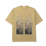 Hip-hop t shirts american high street hip hop street retro distressed window printing loose short-sleeved t-shirt couple half-sleeved t