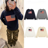 Rl small malaf casual cardigantopspullover flag round neck knitting shirt couple sweatshirtsweater