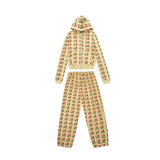 Ashley williamsoutweartopsheart printed zipper hoodie casual sweatpants i love mesuit