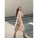 Women Maxi Dress Autumn and Winter Turtleneck Sweater Knitwear Long Sleeve Dress