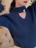 Women Knitwear Autumn and Winter Hollow round Neck Sweater