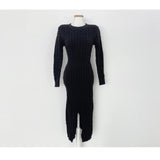 Women Maxi Dress Fall/Winter Long Sleeve Knitted Dress Slim Fit Backless Dress