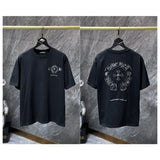 Ch hip-hop t shirts ch cross horseshoe sanskrit patch embroider hand-sewn buttons short-sleeved american high street