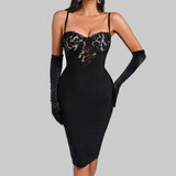 Women Evening Dress Sling Lace Backless Bandage One-Piece Dress