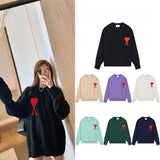 Ami araunriflovefall and winterknitting shirtloose woolen sweatercouple round necktopsss