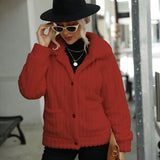 Women Trench Coat Autumn Single-Breasted Lapel Long Sleeve Double-Sided Velvet Loose Casual Jacket