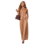 Women pants independent station annual fashion cross-border export fashion suit vest vest wide leg pants casualsuit women