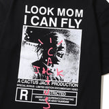 Hip-hop t-shirts: spring/summer high street short sleeve kanye lettering roaring portrait casual loose fit tee
