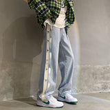 Men Jeans Breasted Jeans Straight Loose Hip Hop Casual Trousers