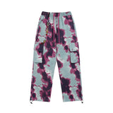 Men Sweatpants Tie-Dye Printing Casual Working Pants Loose Pockets Straight-Leg Trousers