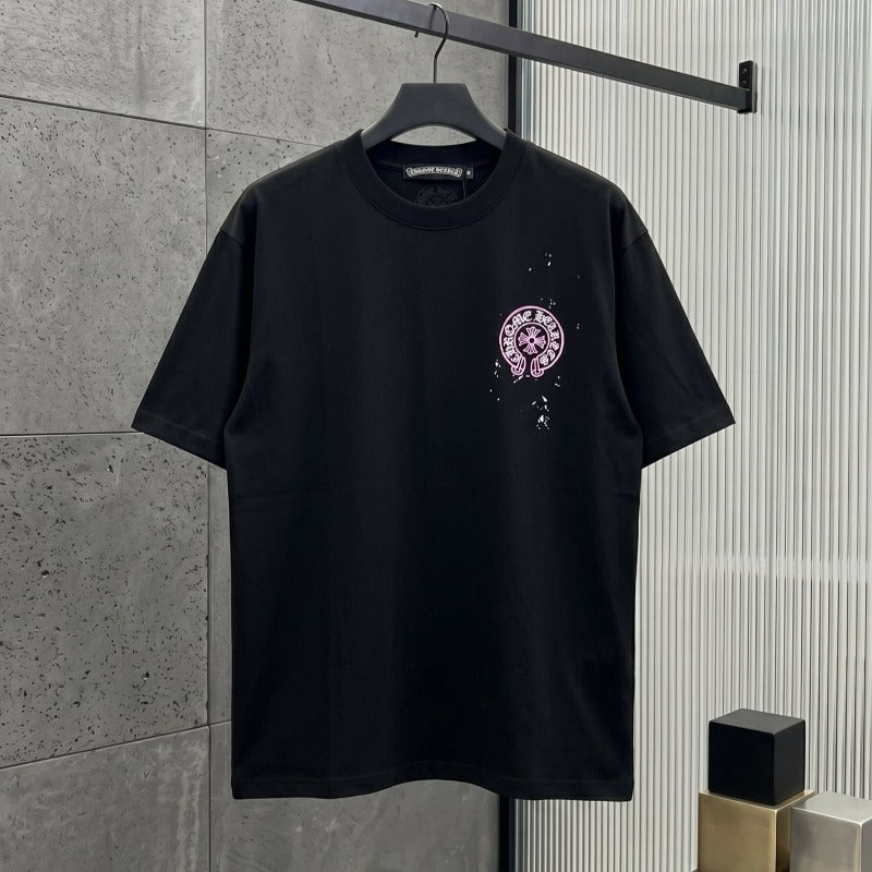 Ch hip-hop t shirts american ch short-sleeved hand-painted cross printingloosecasualpure cotton american heavy weight