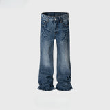 MIJKO Men's Vintage Pants MIJKO Men's Women's Washed Pants Straight Jeans