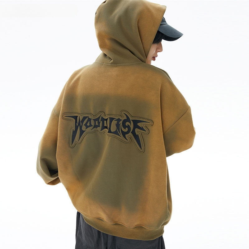 Men Hoodie Vintage Tie-Dye Gradient Hooded Sweater Men's and Women's Hip Hop Vintage Zipper Cardigan
