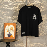 Ch hip-hop t shirts high street ch short-sleeved back full-width heavy industry cross light-changing embroider american easiest for match