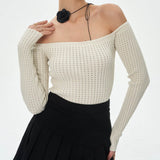 Women Tops Spring and Summer Hollow Sweater Short Top