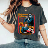 Washed Vintage Cotton Halloween Print Street Vintage T-Shirt, Crew Neck