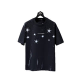 Ch hip-hop t shirts high version ch short sleeve snowflake five-pointed star horizontal axis sanskrit lettering film casual american style