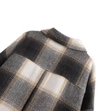 Women Jacket Autumn and Winter Plaid Shirt Loose Casual Shirt Coat