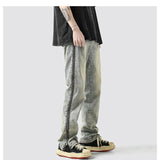 Men Jeans Washed Zipper Jeans Men's Summer