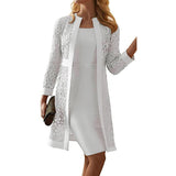 Women Trench Coat Lace Cardigan Dress and Coat