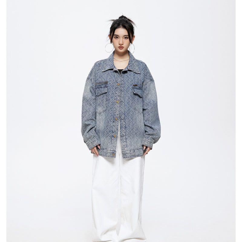 Unisex Jacket Retro Washed Overalls Men and Women Couple Loose Denim Jacket