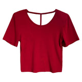 Women T Shirt Back Hollow-out Shoulder Short Sleeve T-shirt Slim Fit Short Bottoming Top