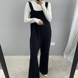 Women Knitted Skirt Spring and Autumn Suspender Pants Casual One-Piece Wide-Leg Pants