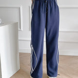 Women Sweatpants Striped Casual Pants Wide Leg Loose Ankle-Tied Sweatpants