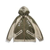 Unisex Jacket Retro Patchwork Contrast Color Sports Jacket