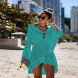 Women Knit Beach Cover Knitted Hollow out Beach Swimsuit Sun Protection Shirt