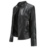 Red Leather Jacket Spring and Autumn Women's Leather Jacket Stand Collar PU Leather Women's Leather Jacket