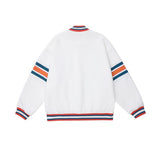 Unisex Jacket Spring and Autumn Embroidered Casual Jacket Men's and Women's Couple's Tops White Baseball Jacket