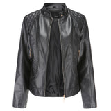 Red Leather Jacket Spring and Autumn Women's Leather Jacket Stand Collar PU Leather Women's Leather Jacket