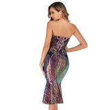 Women Evening Gown Summer Sexy Backless Sequins Dress