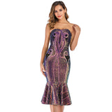 Women Evening Gown Summer Sexy Backless Sequins Dress