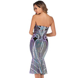 Women Evening Gown Summer Sexy Backless Sequins Dress
