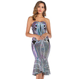 Women Evening Gown Summer Sexy Backless Sequins Dress