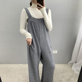 Women Knitted Skirt Spring and Autumn Suspender Pants Casual One-Piece Wide-Leg Pants
