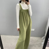 Women Knitted Skirt Spring and Autumn Suspender Pants Casual One-Piece Wide-Leg Pants