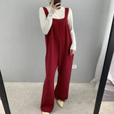 Women Knitted Skirt Spring and Autumn Suspender Pants Casual One-Piece Wide-Leg Pants