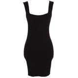 Women Dresses Hip Skirt Four Seasons Sexy U Collar Slim Fit Sweater Vest Dress