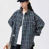 Unisex Jacket Autumn Thick Checks Shirt