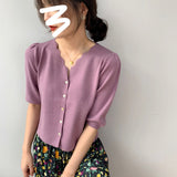 Women Knitted T-shirt Vintage Sexy Knitted Cardigan