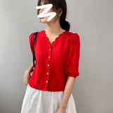 Women Knitted T-shirt Vintage Sexy Knitted Cardigan