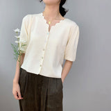 Women Knitted T-shirt Vintage Sexy Knitted Cardigan