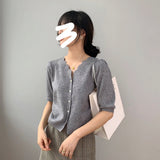 Women Knitted T-shirt Vintage Sexy Knitted Cardigan